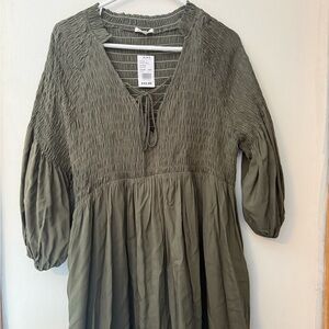 Olive Green Women's Smocked Dress